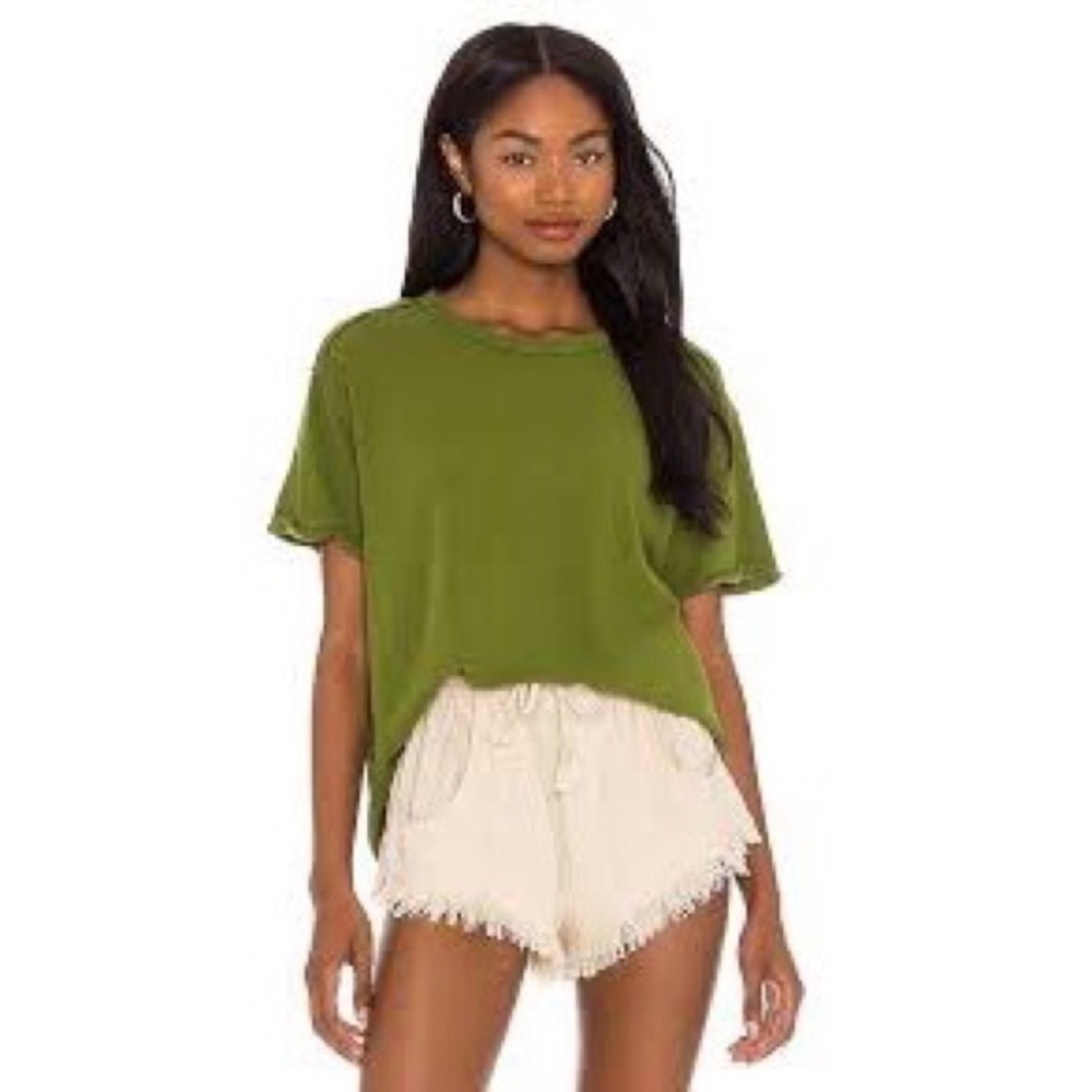 NEW Free People BF TEE in treeline green short sleeved casual top